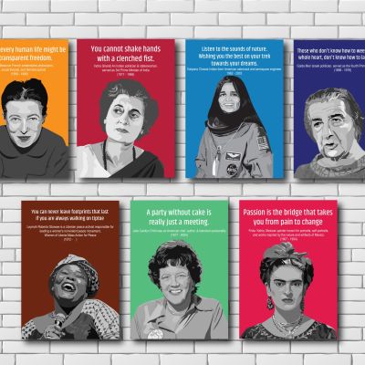 women2 white brick  wall art